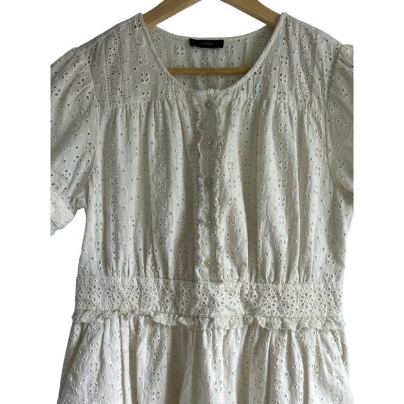 J.Crew Small 100% Cotton Antique White Cottagecore Edwardian‎ Style Eyelet Dress - Picture 4 of 8
